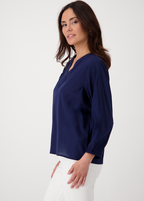 MONARI Blue Blouse With Embroidered Flowers | 409972