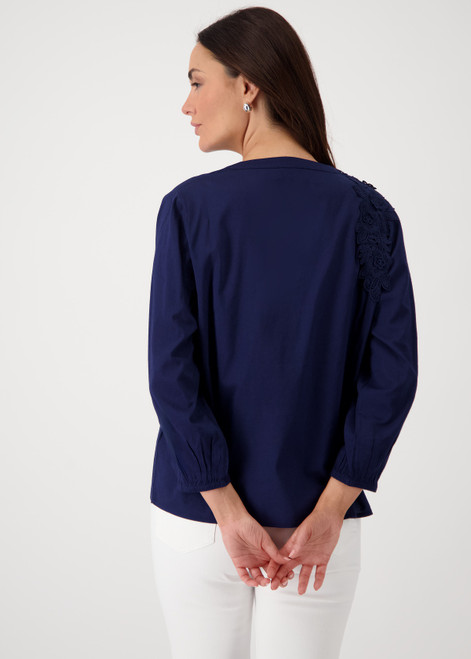 MONARI Blue Blouse With Embroidered Flowers | 409972