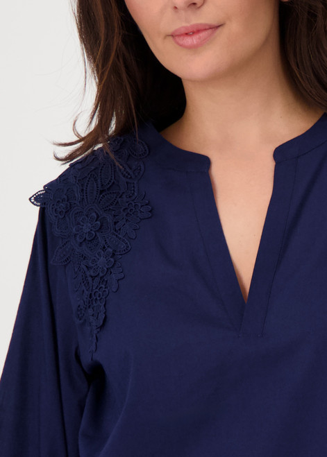 MONARI Blue Blouse With Embroidered Flowers | 409972