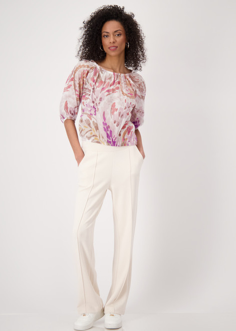 MONARI Pink Carmen Blouse With Paisley Pattern | 409644