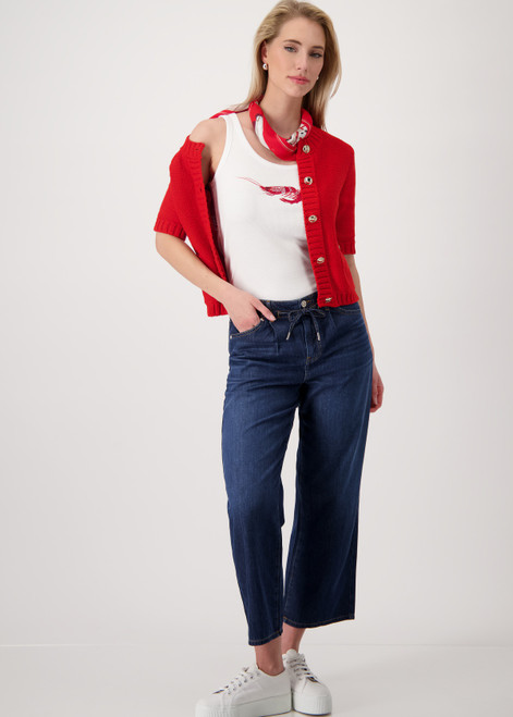 MONARI Red Scarf With Polaroid Print | 409769