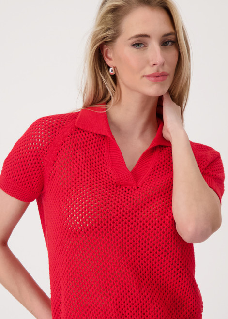 MONARI Red Ajour Polo Shirt | 409957