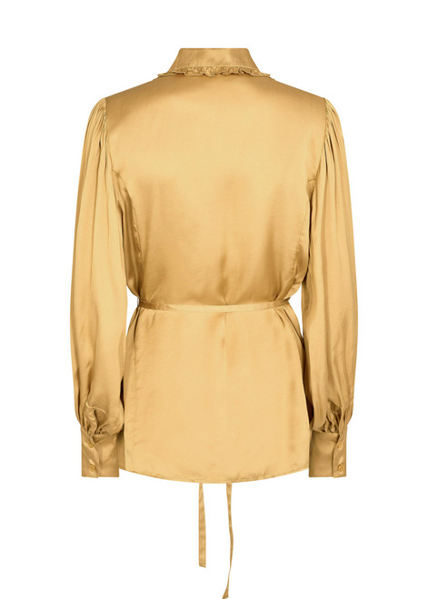 MOS MOSH Mustard Gold Wake Satin Blouse | 146890