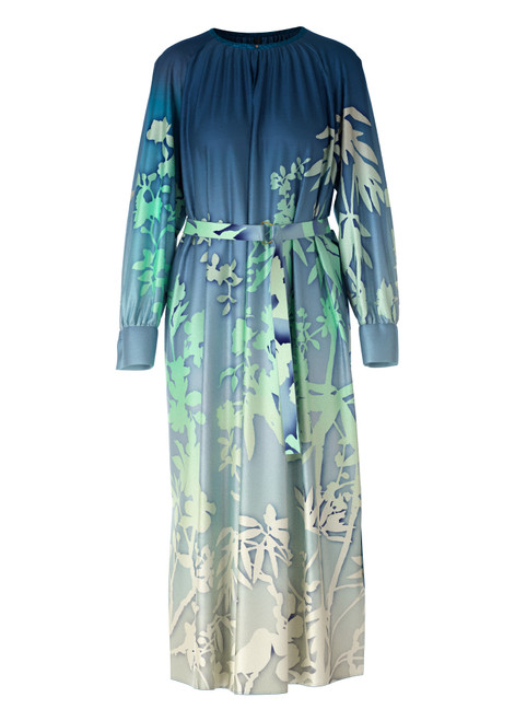 MARC CAIN Soft Malachite Maxi Dress With Floral Print | XC2107W23