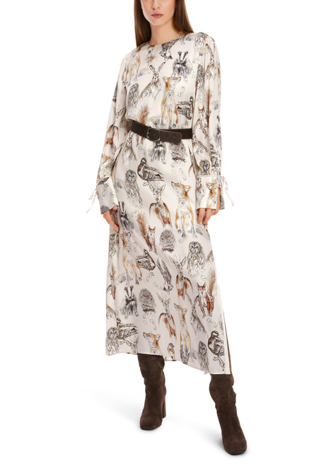 MARC CAIN Smoke Long Dress With Animal Print | XC2136W77