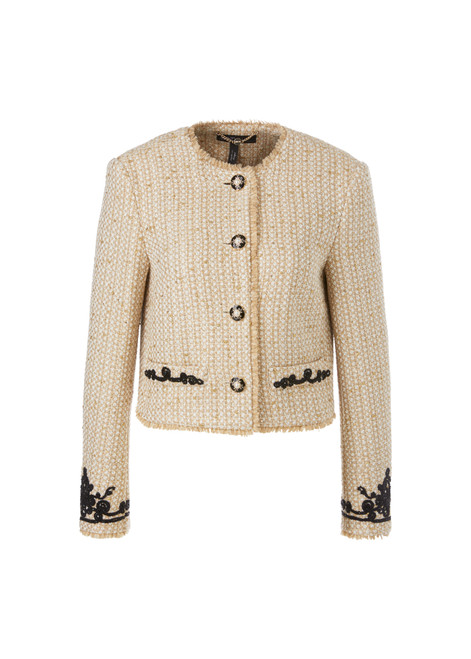 MARC CAIN Shiny Sand Blazer With Fine Embroidery | XG3102W11
