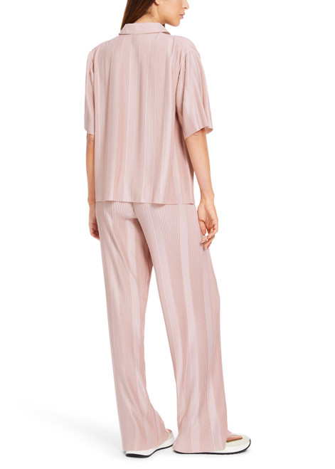 MARC CAIN Bright Rosewater Cropped Polo Shirt With Pleats | XS5306J12