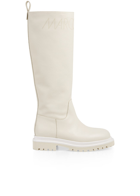 MARC CAIN Bright Ecru Grained Calfskin High Boot | XSSA01L12