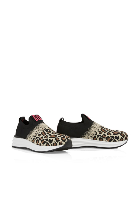 MARC CAIN Bright Toffee Knitted Sneakers With Leo Print | XSSH04M62