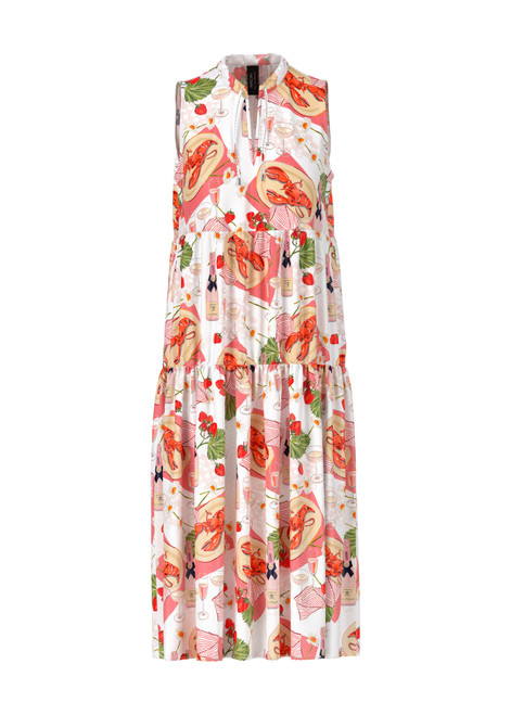 MARC CAIN ADDITIONS Deep Coral Sleeveless Mini Dress With Print | YA 21.06 W23