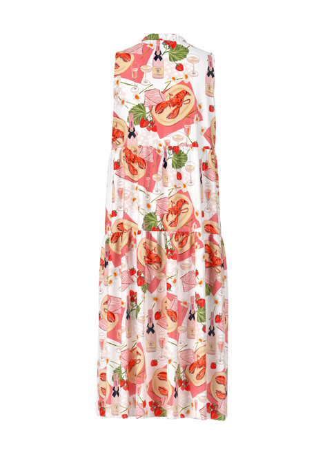 MARC CAIN ADDITIONS Deep Coral Sleeveless Mini Dress With Print | YA 21.06 W23