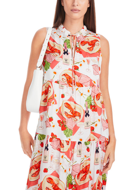 MARC CAIN ADDITIONS Deep Coral Sleeveless Mini Dress With Print | YA 21.06 W23