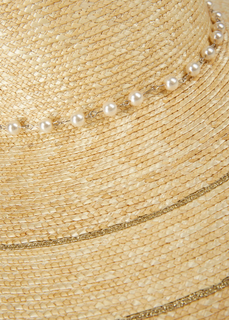 MARC CAIN Raffia Balloon Cap With Diagonal Check Design | WCH108Z31