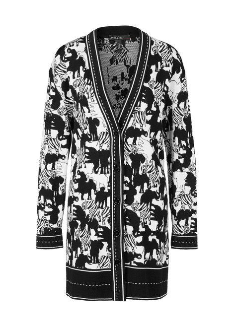 MARC CAIN White and Black Ladies Cardigan | WC3918M03