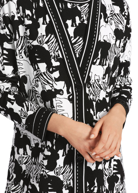 MARC CAIN White and Black Ladies Cardigan | WC3918M03