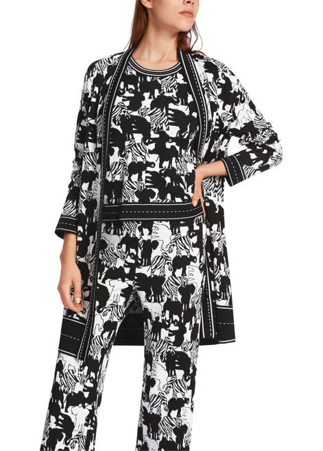 MARC CAIN White and Black Ladies Cardigan | WC3918M03