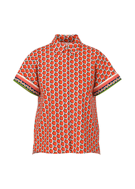 MARC CAIN ADDITIONS Deep Coral Patterned Rethink Together Shirt Blouse | YA 51.10 W17