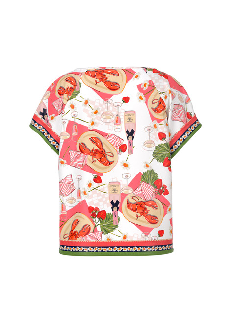 MARC CAIN ADDITIONS Deep Coral Viscose Slip-On Blouse With Print | YA 51.12 W23