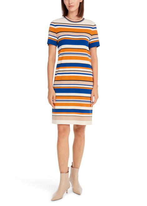 MARC CAIN Bright Pumpkin Rethink Together Striped Dress | YC 21.30 M06