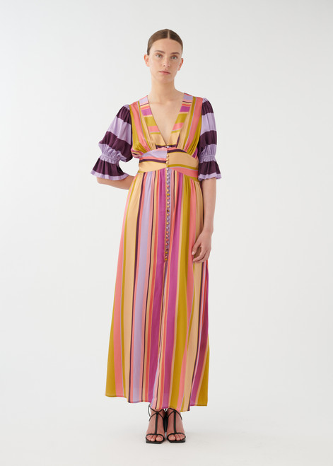 DEA KUDIBAL COMBINED DRESS WITH V NECKLINE | 0340124