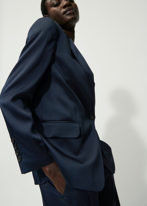 LUISA CERANO Blue Satin-Ein-Knopf-Blazer | 488357/3522-0291