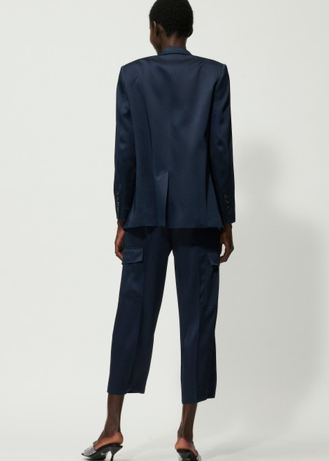 LUISA CERANO Blue Satin-Ein-Knopf-Blazer | 488357/3522-0291