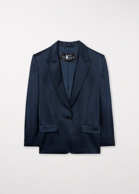 LUISA CERANO Blue Satin-Ein-Knopf-Blazer | 488357/3522-0291
