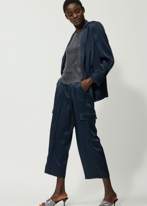 LUISA CERANO Blue Satin-Cargo-Pants | 688550/3522-0291