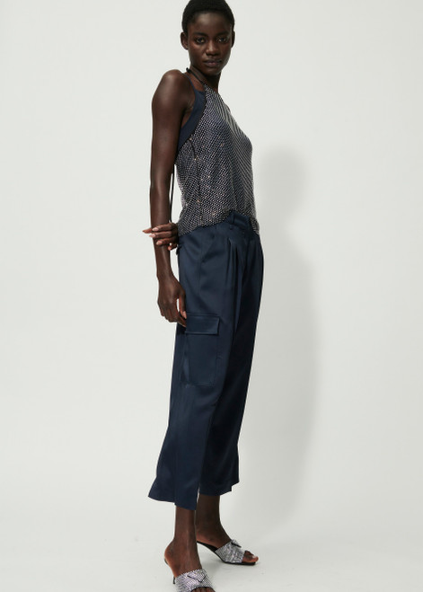 LUISA CERANO Blue Satin-Cargo-Pants | 688550/3522-0291