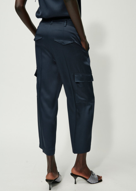 LUISA CERANO Blue Satin-Cargo-Pants | 688550/3522-0291