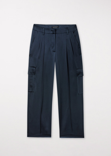 LUISA CERANO Blue Satin-Cargo-Pants | 688550/3522-0291