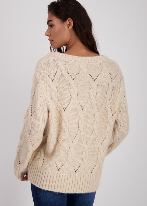 MONARI Beige Jumper With Cable Stitch Pattern | 807225
