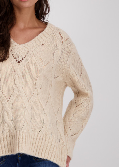 MONARI Beige Jumper With Cable Stitch Pattern | 807225