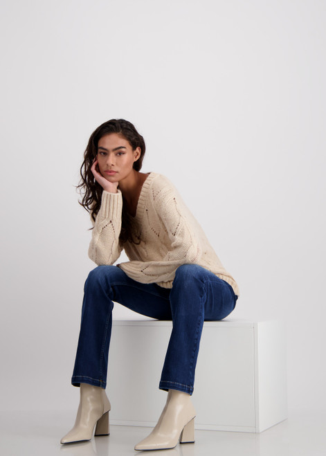 MONARI Beige Jumper With Cable Stitch Pattern | 807225