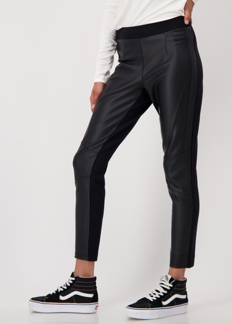 MONARI Black Jersey Trousers With Imitation Leather | 807365