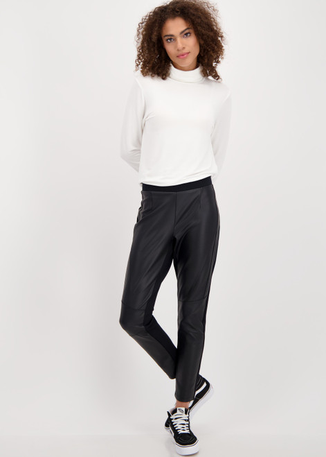 MONARI Black Jersey Trousers With Imitation Leather | 807365