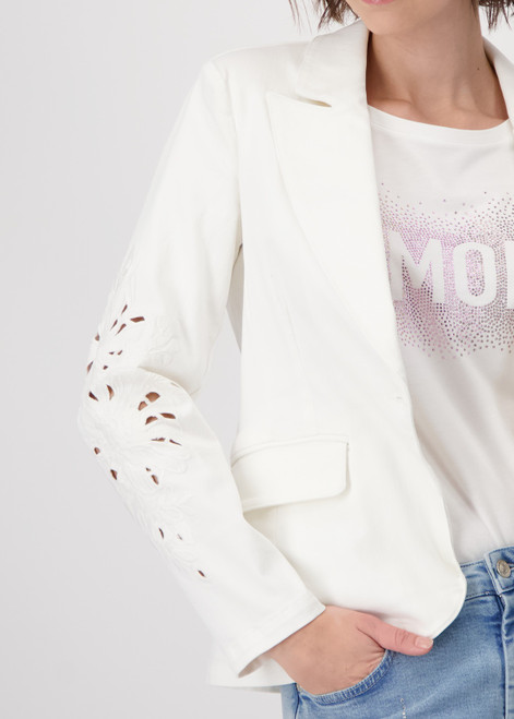 MONARI Off-White Denim Blazer With Lace | 409057