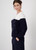 MONARI Blue Colour Block Jumper With Purl Stitch Pattern | 409242