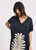 LAUREN VIDAL Night Viscose Kaftan Dress With V-Neck And Placed Pattern | AMBRA