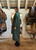 LAUREN VIDAL Green Fluffy Knit Dress, Seamless, V-Neck, Long Sleeves.