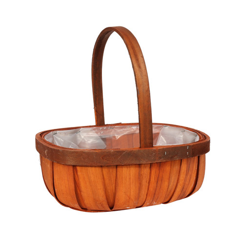 Stained Softwood Trug Basket & Handle