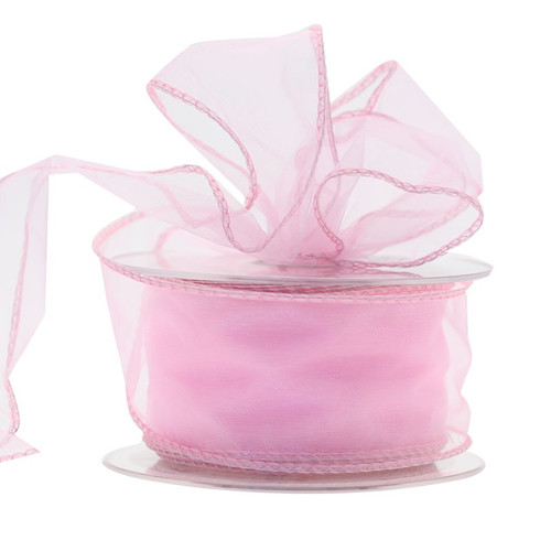 Baby Pink Wired Chiffon Ribbon (50mm) Baby Pink Wired Chiffon Ribbon (50mm)