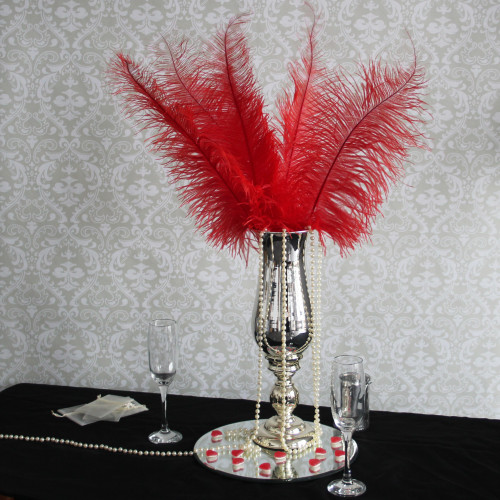 Red Ostrich Feathers (5 Pack)