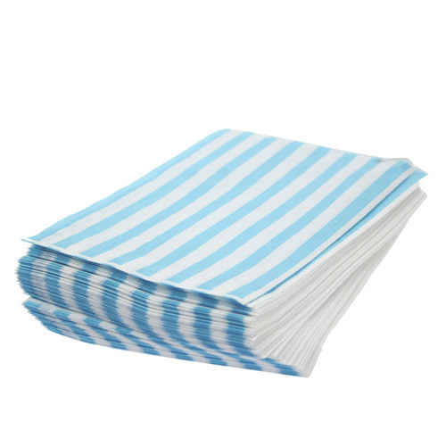 Small Light Blue Candy Striped Bags (x100)