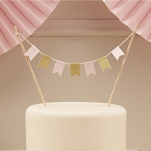 Pink & Gold Glitter Cake Bunting