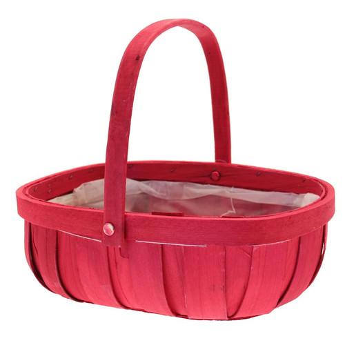 Red Softwood Trug With Folding Handle Red Softwood Trug With Folding Handle
