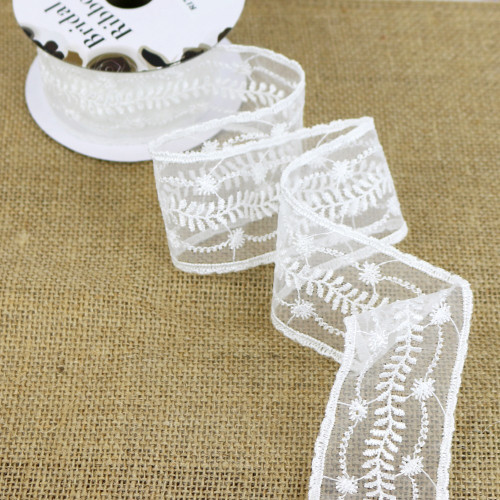 White Sheer Leaf Ribbon - Discontinued