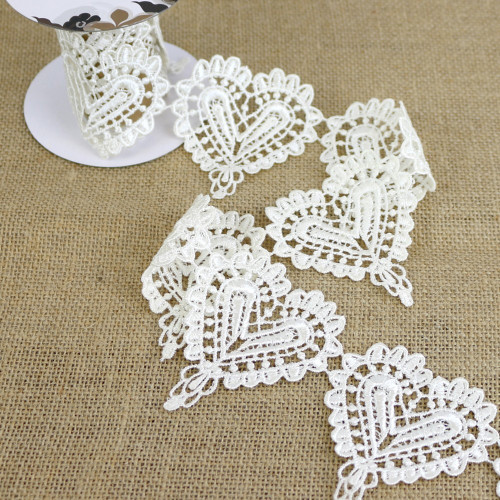 White Lace Heart Ribbon - Discontinued