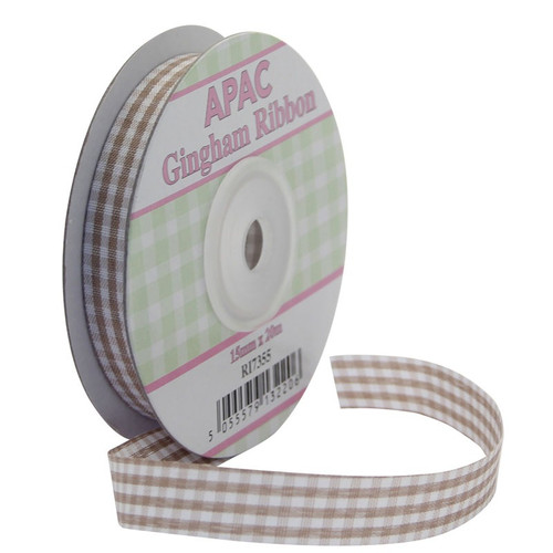 Beige Gingham Ribbon (15mm) - Discontinued