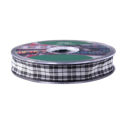 15mm Higland Grey Satin Tartan Ribbon - Discontinued